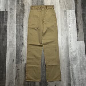 VTG Utility Bakers Pants OG-107 Style Beige Flap Pocket Military Men's Sz 30x35